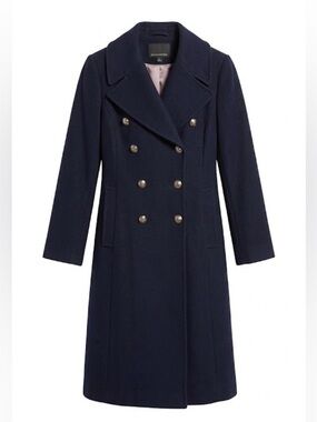 Banana Republic Italian Wool Long Military Double Breasted Trench Winter Coat M